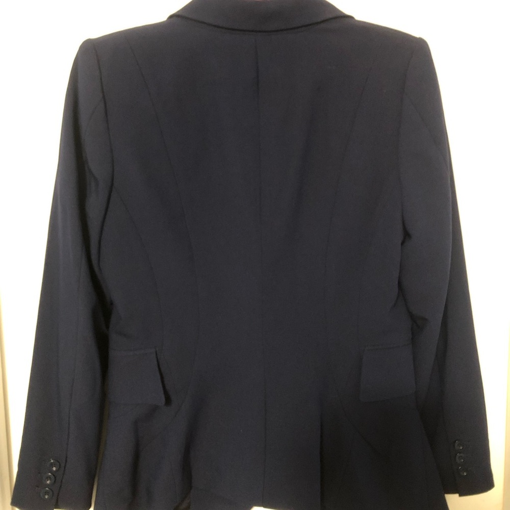 Women's Navy blue purple Blazer fitted lined peplum button tailored office - Picture 8 of 16